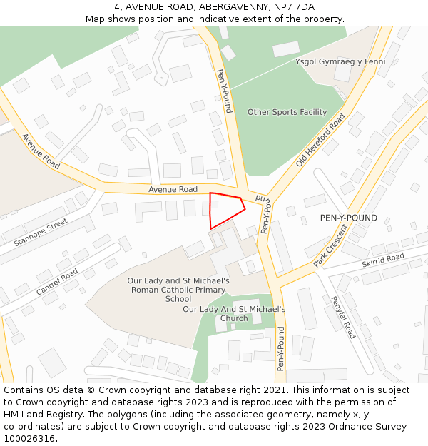 4, AVENUE ROAD, ABERGAVENNY, NP7 7DA: Location map and indicative extent of plot