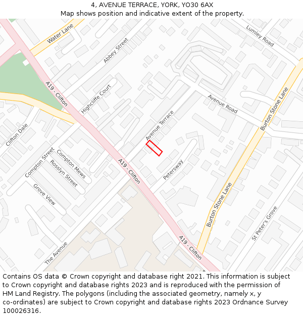 4, AVENUE TERRACE, YORK, YO30 6AX: Location map and indicative extent of plot