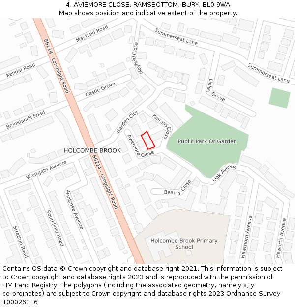 4, AVIEMORE CLOSE, RAMSBOTTOM, BURY, BL0 9WA: Location map and indicative extent of plot
