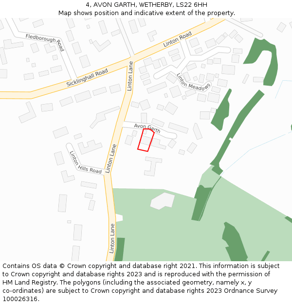 4, AVON GARTH, WETHERBY, LS22 6HH: Location map and indicative extent of plot