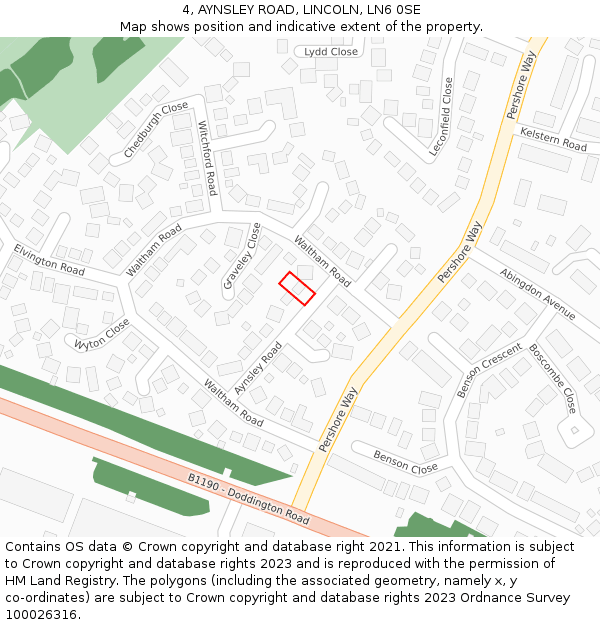 4, AYNSLEY ROAD, LINCOLN, LN6 0SE: Location map and indicative extent of plot