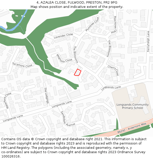 4, AZALEA CLOSE, FULWOOD, PRESTON, PR2 9PG: Location map and indicative extent of plot