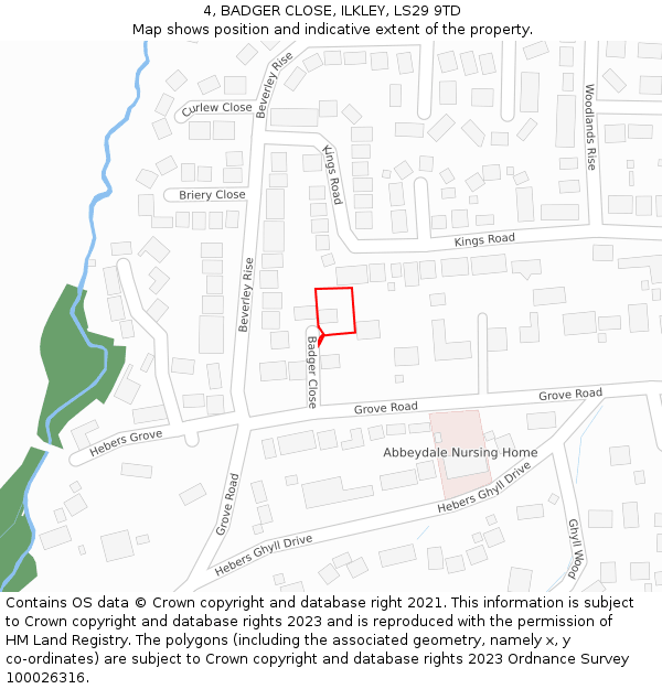 4, BADGER CLOSE, ILKLEY, LS29 9TD: Location map and indicative extent of plot