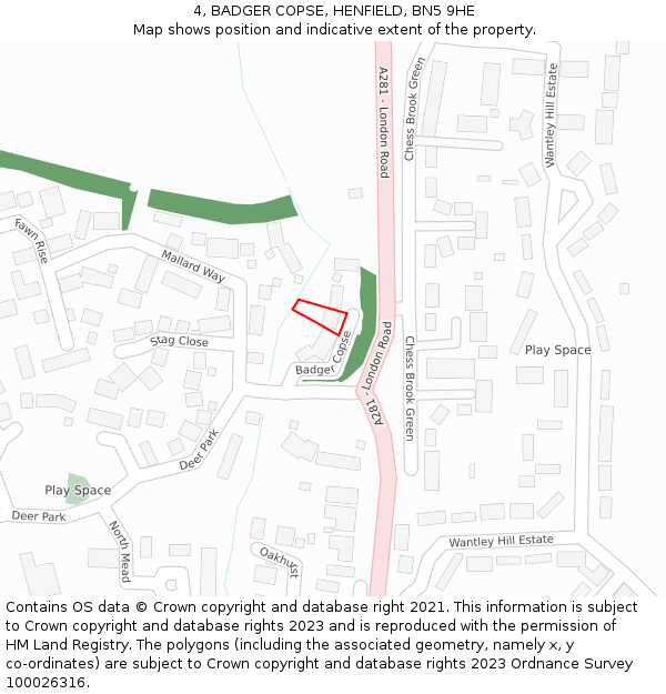 4, BADGER COPSE, HENFIELD, BN5 9HE: Location map and indicative extent of plot