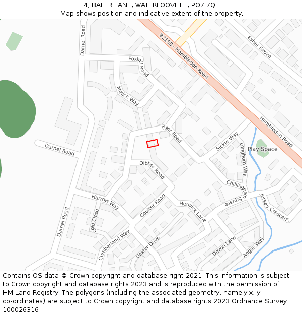 4, BALER LANE, WATERLOOVILLE, PO7 7QE: Location map and indicative extent of plot