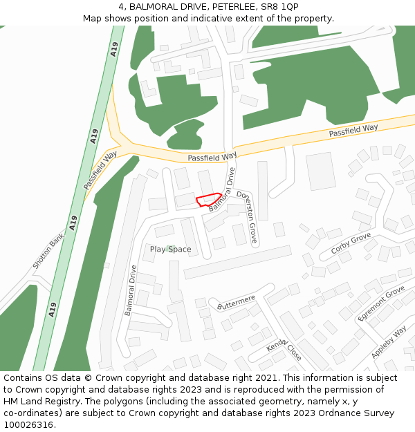 4, BALMORAL DRIVE, PETERLEE, SR8 1QP: Location map and indicative extent of plot