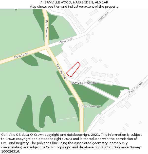 4, BAMVILLE WOOD, HARPENDEN, AL5 1AP: Location map and indicative extent of plot