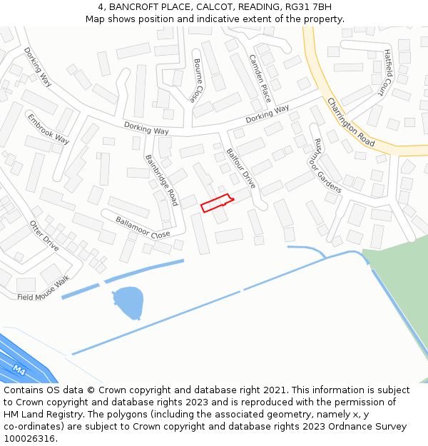 4, BANCROFT PLACE, CALCOT, READING, RG31 7BH: Location map and indicative extent of plot