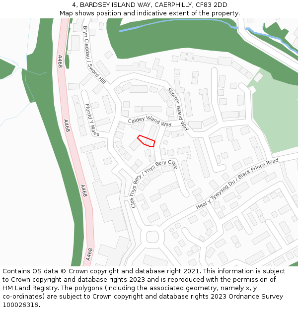 4, BARDSEY ISLAND WAY, CAERPHILLY, CF83 2DD: Location map and indicative extent of plot