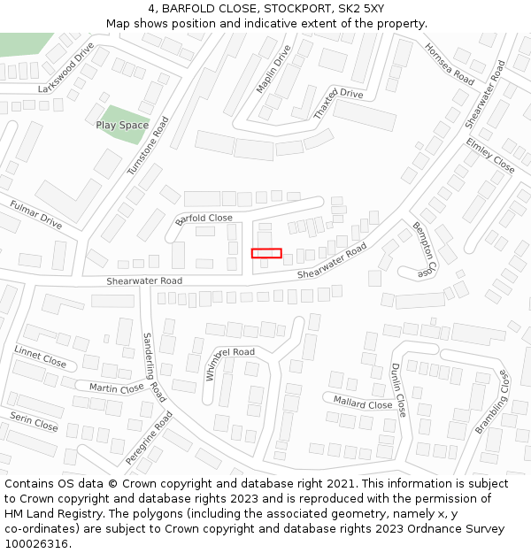 4, BARFOLD CLOSE, STOCKPORT, SK2 5XY: Location map and indicative extent of plot