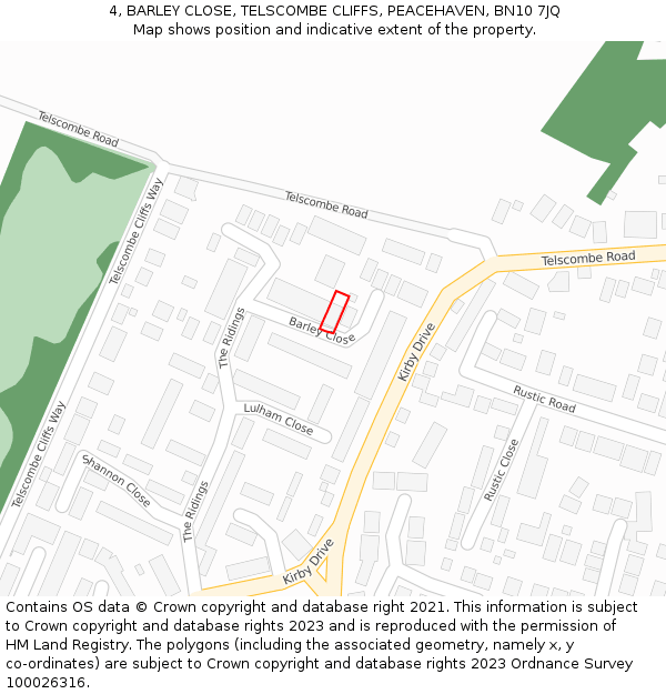 4, BARLEY CLOSE, TELSCOMBE CLIFFS, PEACEHAVEN, BN10 7JQ: Location map and indicative extent of plot