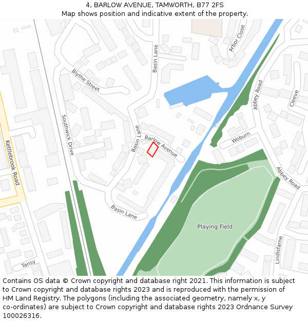 4, BARLOW AVENUE, TAMWORTH, B77 2FS: Location map and indicative extent of plot