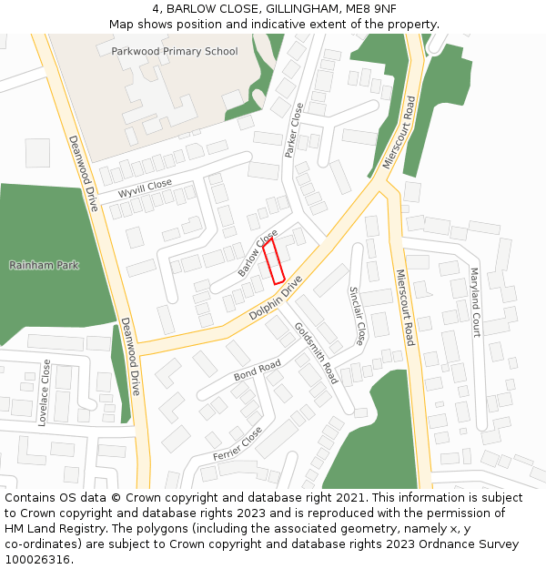 4, BARLOW CLOSE, GILLINGHAM, ME8 9NF: Location map and indicative extent of plot