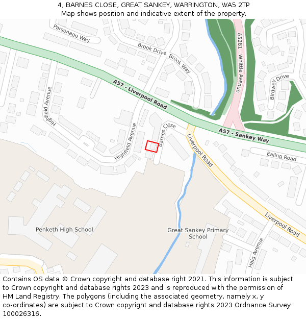 4, BARNES CLOSE, GREAT SANKEY, WARRINGTON, WA5 2TP: Location map and indicative extent of plot