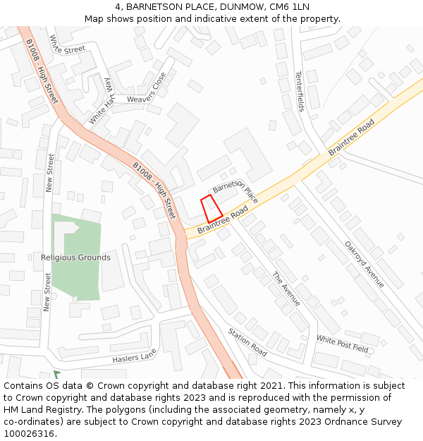 4, BARNETSON PLACE, DUNMOW, CM6 1LN: Location map and indicative extent of plot