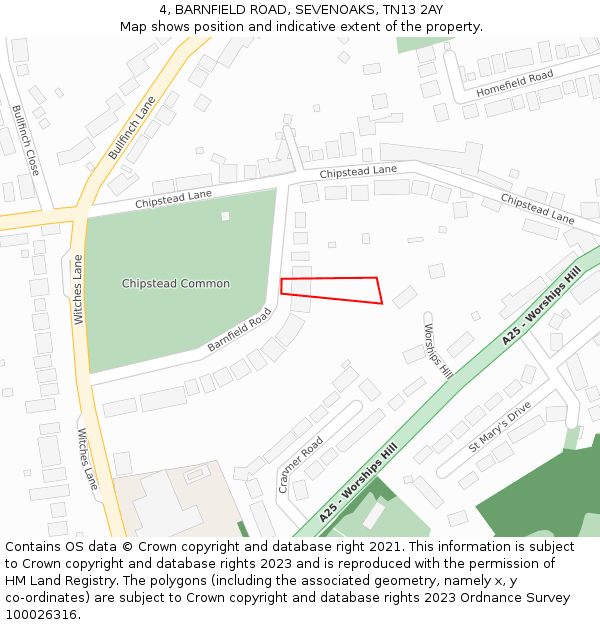 4, BARNFIELD ROAD, SEVENOAKS, TN13 2AY: Location map and indicative extent of plot