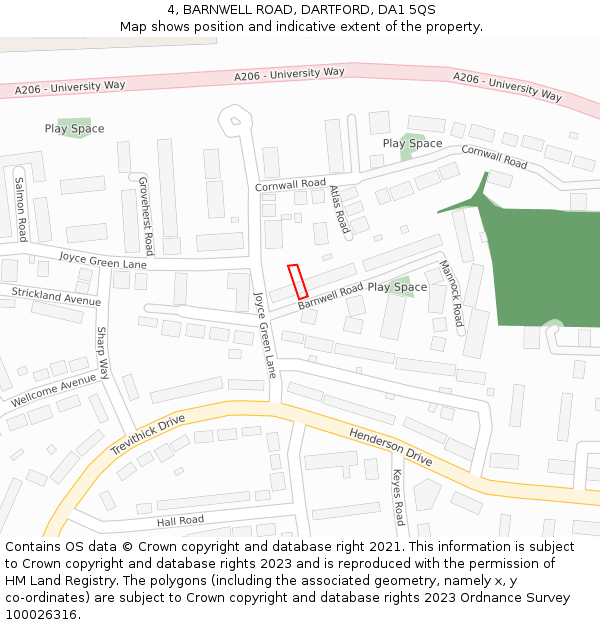 4, BARNWELL ROAD, DARTFORD, DA1 5QS: Location map and indicative extent of plot