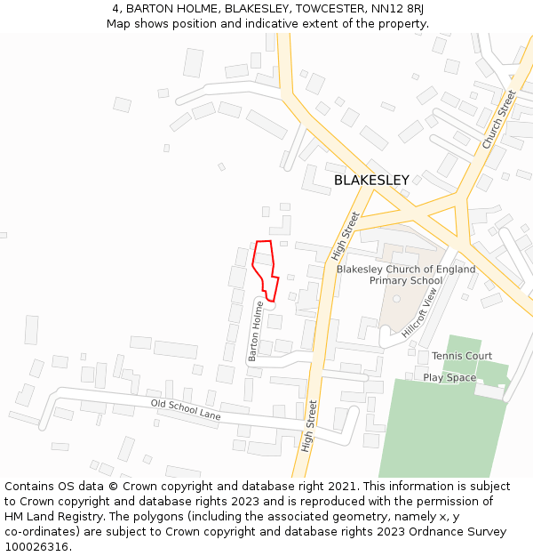 4, BARTON HOLME, BLAKESLEY, TOWCESTER, NN12 8RJ: Location map and indicative extent of plot