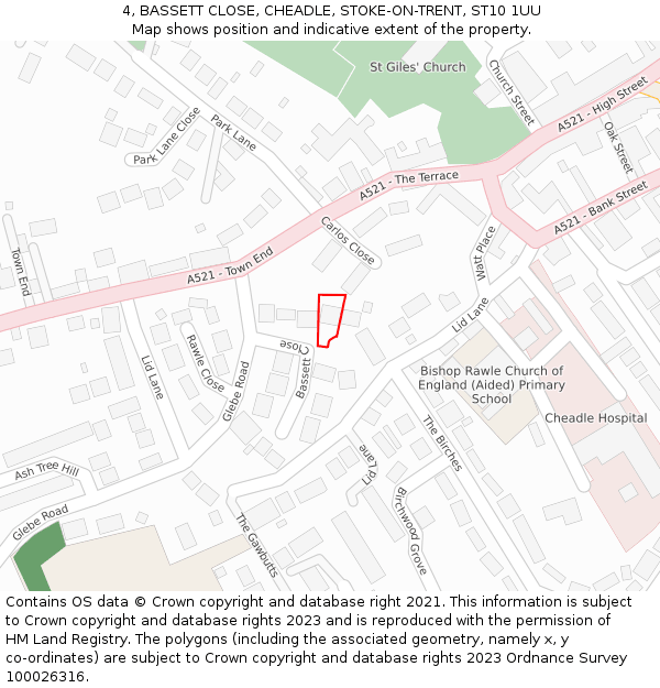 4, BASSETT CLOSE, CHEADLE, STOKE-ON-TRENT, ST10 1UU: Location map and indicative extent of plot