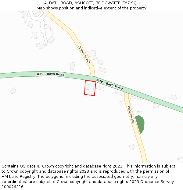 4, BATH ROAD, ASHCOTT, BRIDGWATER, TA7 9QU: Location map and indicative extent of plot