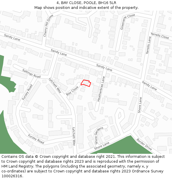 4, BAY CLOSE, POOLE, BH16 5LR: Location map and indicative extent of plot