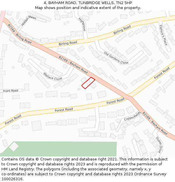 4, BAYHAM ROAD, TUNBRIDGE WELLS, TN2 5HP: Location map and indicative extent of plot