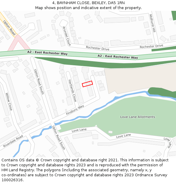 4, BAYNHAM CLOSE, BEXLEY, DA5 1RN: Location map and indicative extent of plot