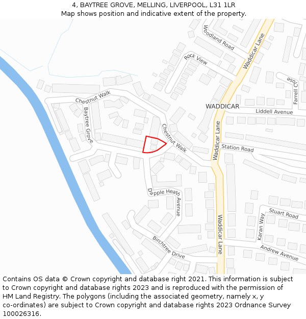 4, BAYTREE GROVE, MELLING, LIVERPOOL, L31 1LR: Location map and indicative extent of plot