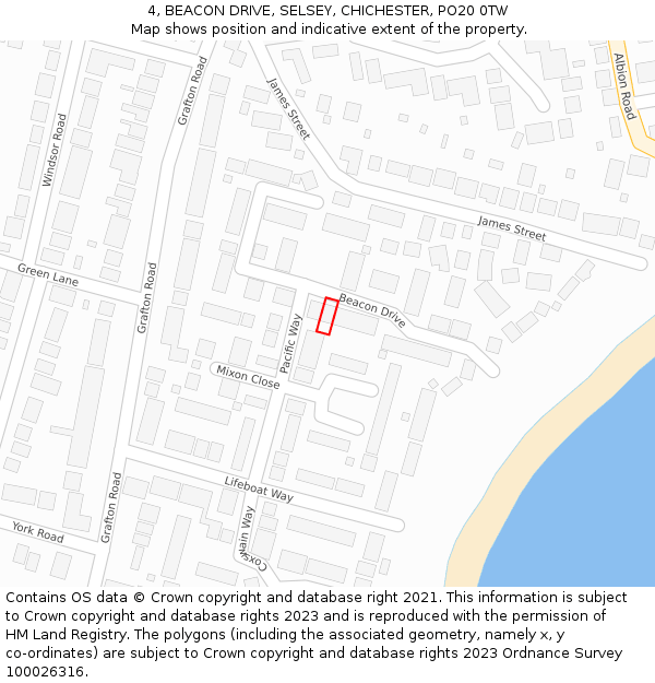 4, BEACON DRIVE, SELSEY, CHICHESTER, PO20 0TW: Location map and indicative extent of plot