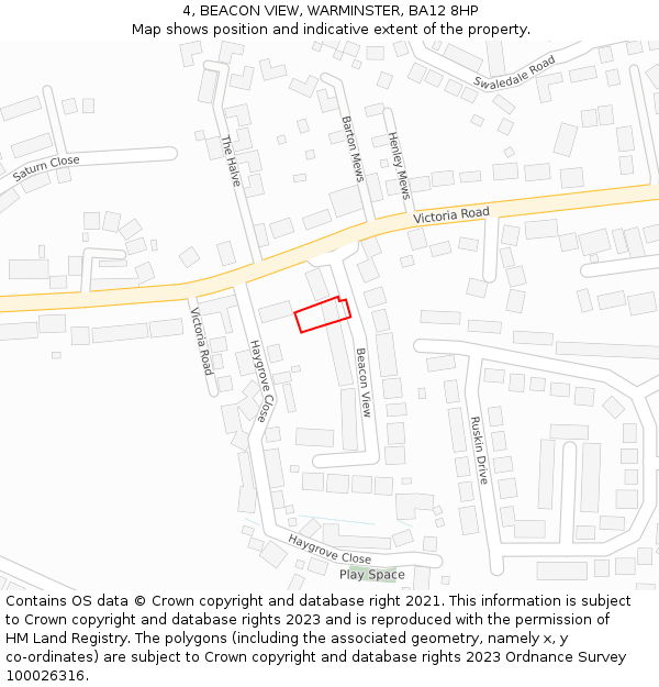 4, BEACON VIEW, WARMINSTER, BA12 8HP: Location map and indicative extent of plot