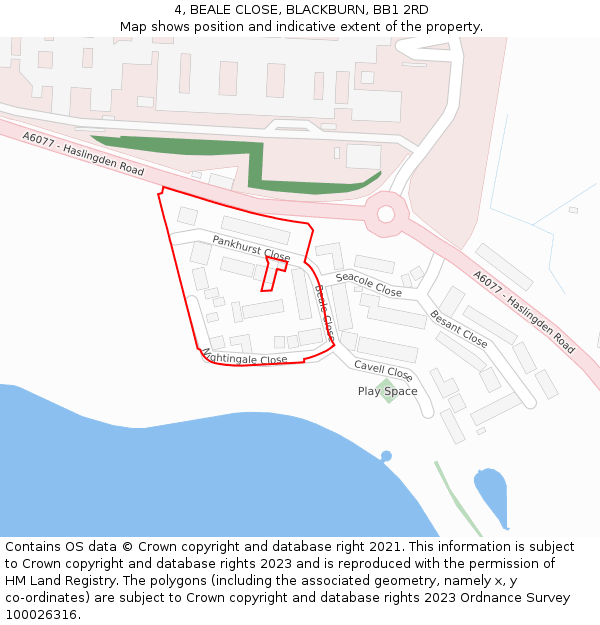 4, BEALE CLOSE, BLACKBURN, BB1 2RD: Location map and indicative extent of plot