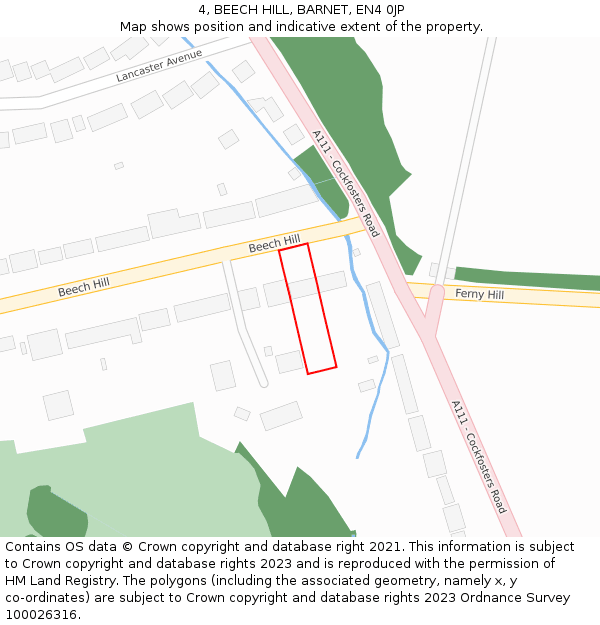 4, BEECH HILL, BARNET, EN4 0JP: Location map and indicative extent of plot