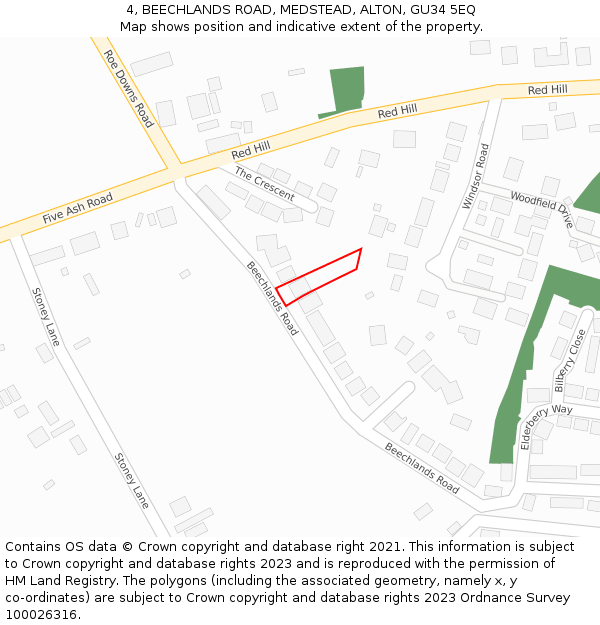 4, BEECHLANDS ROAD, MEDSTEAD, ALTON, GU34 5EQ: Location map and indicative extent of plot