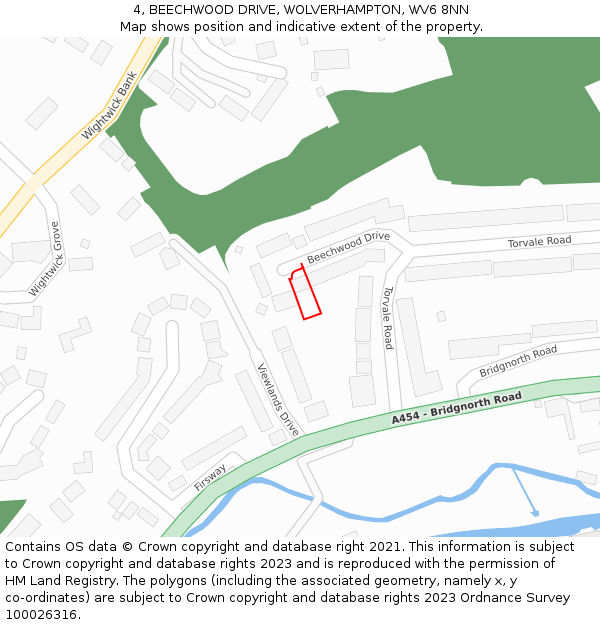 4, BEECHWOOD DRIVE, WOLVERHAMPTON, WV6 8NN: Location map and indicative extent of plot