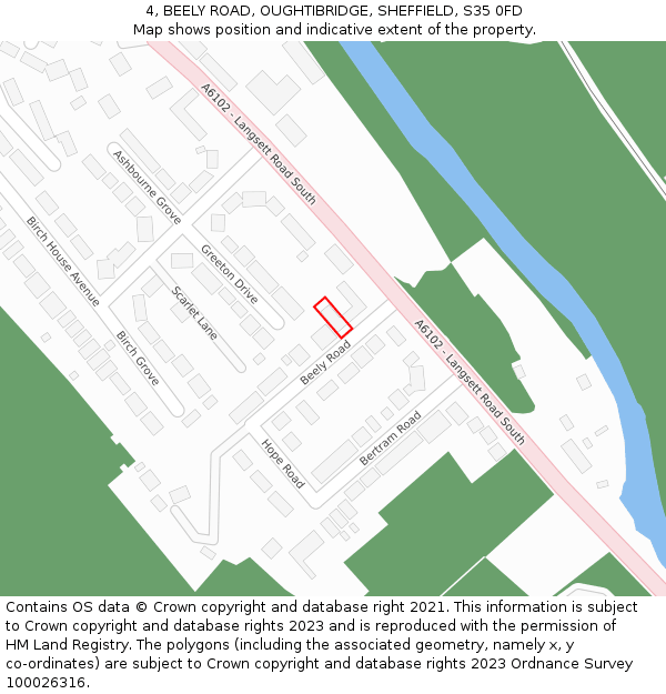 4, BEELY ROAD, OUGHTIBRIDGE, SHEFFIELD, S35 0FD: Location map and indicative extent of plot