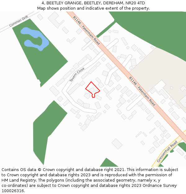 4, BEETLEY GRANGE, BEETLEY, DEREHAM, NR20 4TD: Location map and indicative extent of plot