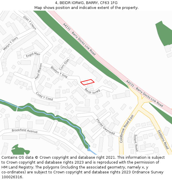 4, BEIDR IORWG, BARRY, CF63 1FG: Location map and indicative extent of plot