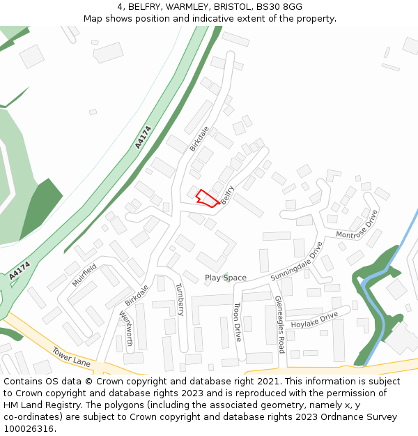 4, BELFRY, WARMLEY, BRISTOL, BS30 8GG: Location map and indicative extent of plot