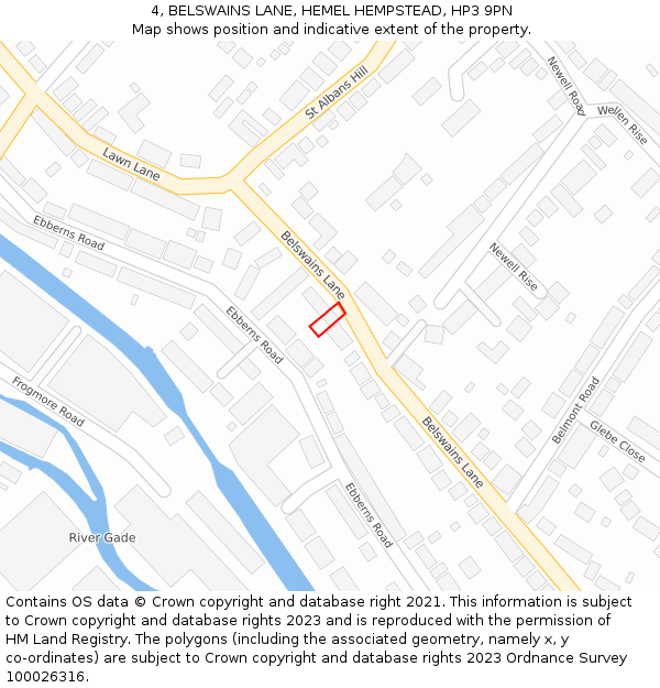 4, BELSWAINS LANE, HEMEL HEMPSTEAD, HP3 9PN: Location map and indicative extent of plot