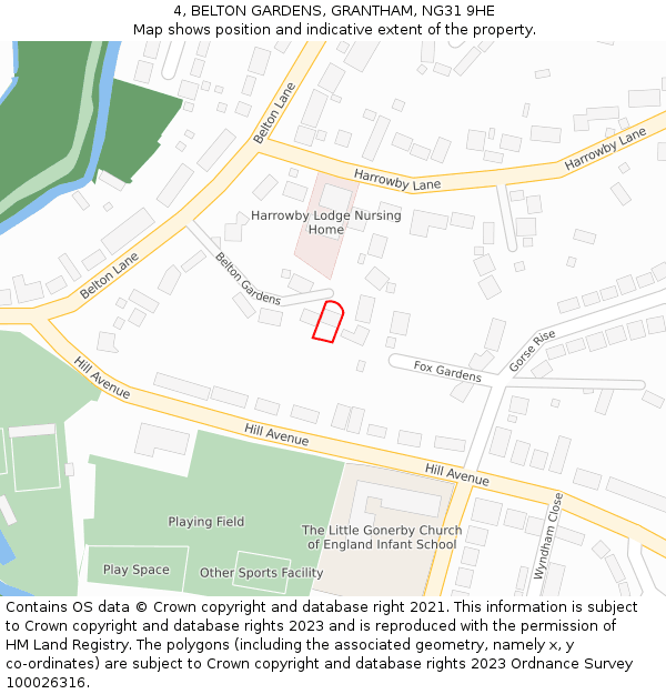 4, BELTON GARDENS, GRANTHAM, NG31 9HE: Location map and indicative extent of plot