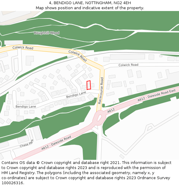 4, BENDIGO LANE, NOTTINGHAM, NG2 4EH: Location map and indicative extent of plot