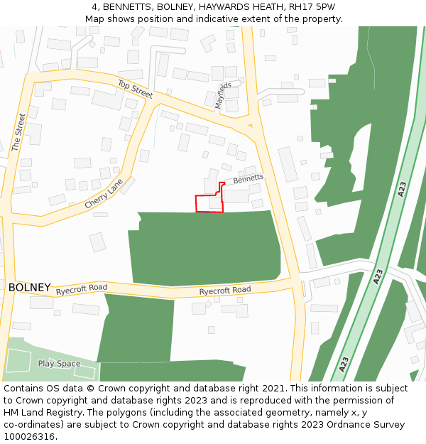 4, BENNETTS, BOLNEY, HAYWARDS HEATH, RH17 5PW: Location map and indicative extent of plot