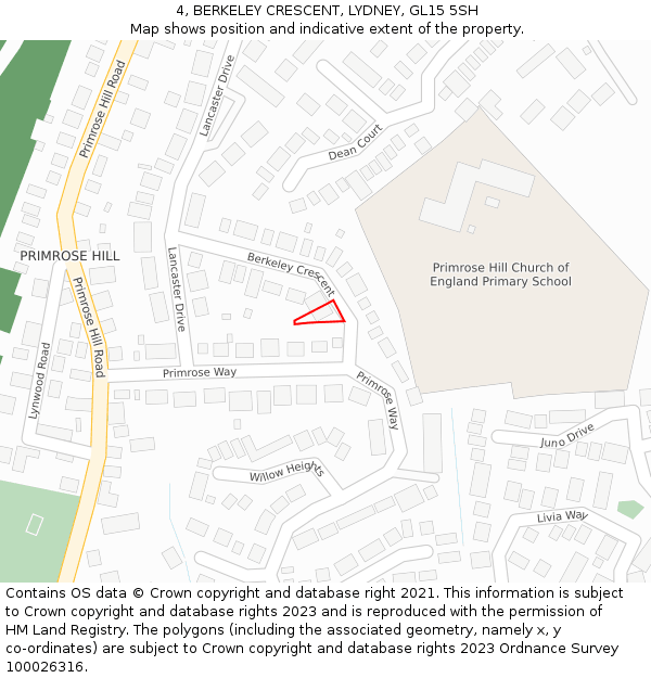 4, BERKELEY CRESCENT, LYDNEY, GL15 5SH: Location map and indicative extent of plot