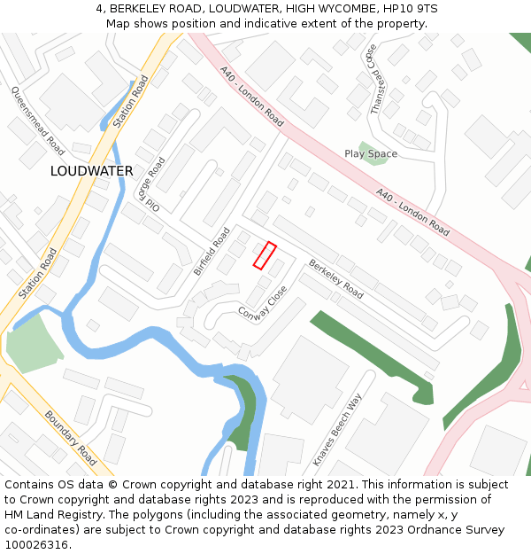 4, BERKELEY ROAD, LOUDWATER, HIGH WYCOMBE, HP10 9TS: Location map and indicative extent of plot