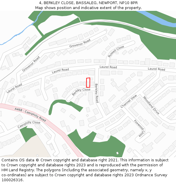 4, BERKLEY CLOSE, BASSALEG, NEWPORT, NP10 8PR: Location map and indicative extent of plot