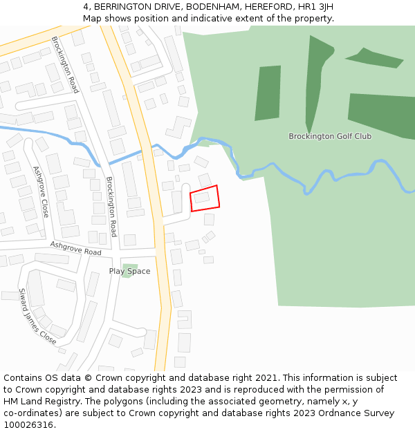 4, BERRINGTON DRIVE, BODENHAM, HEREFORD, HR1 3JH: Location map and indicative extent of plot