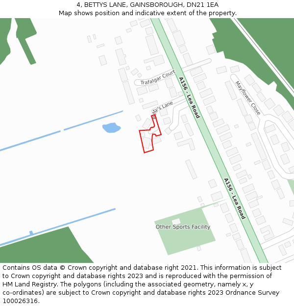 4, BETTYS LANE, GAINSBOROUGH, DN21 1EA: Location map and indicative extent of plot