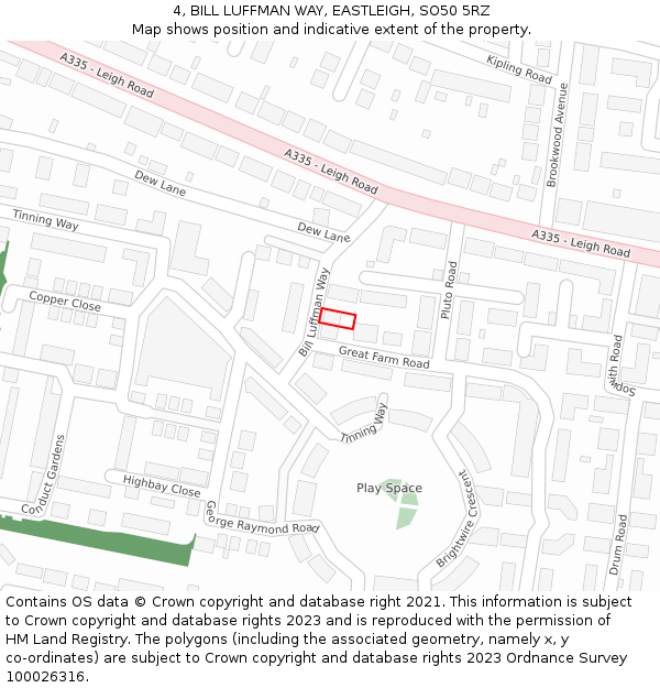 4, BILL LUFFMAN WAY, EASTLEIGH, SO50 5RZ: Location map and indicative extent of plot