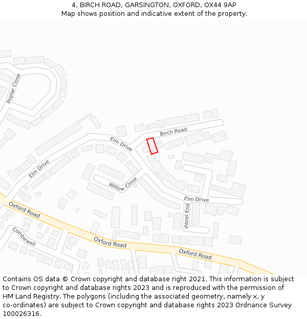 4, BIRCH ROAD, GARSINGTON, OXFORD, OX44 9AP: Location map and indicative extent of plot