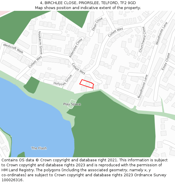 4, BIRCHLEE CLOSE, PRIORSLEE, TELFORD, TF2 9GD: Location map and indicative extent of plot